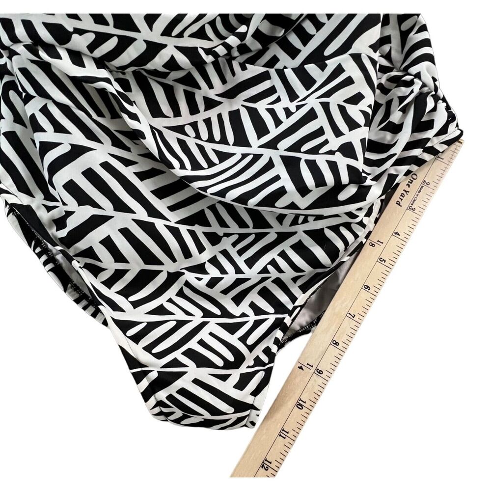 Swim Solutions Swimsuit Womens 20 Black White Ruched Underwire Tummy‎ Control - Picture 9 of 15